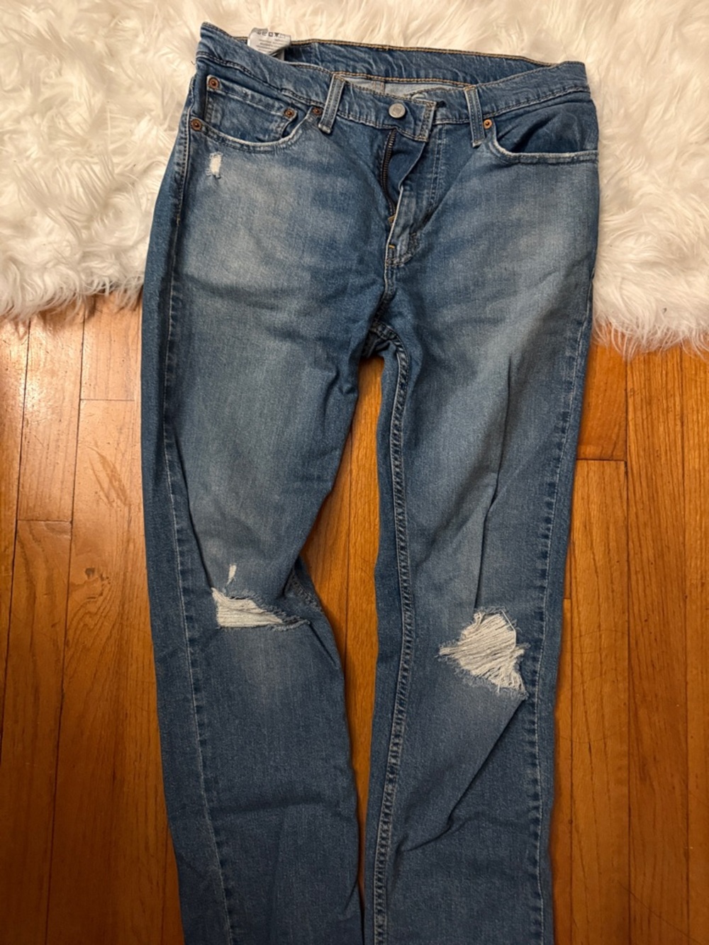 Levi's blue denim jeans - back pocket view